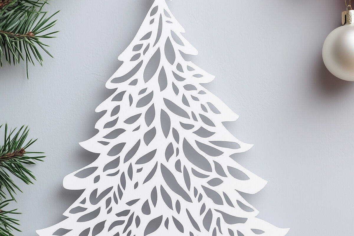 Σετ των 2 Intra απο ξύλο plywood 3mm-4mm πάχος – Κόψιμο από χαρτί χριστουγεννιάτικο δέντρο Δίασταση  20x20 cm INTRAFABR-108084768