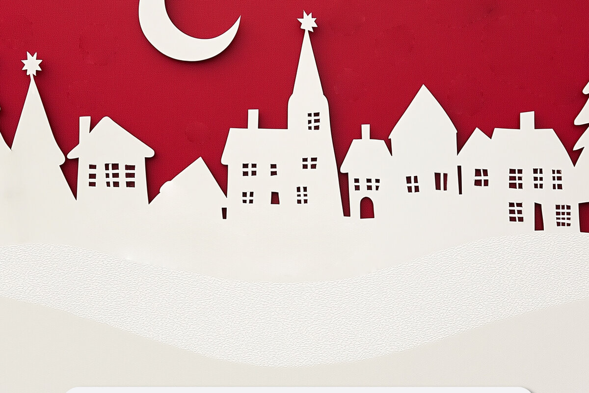 Σετ των 2 Intra απο ξύλο plywood 3mm-4mm πάχος – Κοπή σε χαρτί Christmas Village Δίασταση  20x20 cm INTRAFABR-111805331