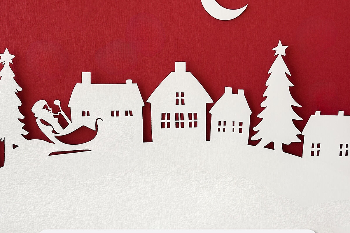 Σετ των 2 Intra απο ξύλο plywood 3mm-4mm πάχος – Κοπή σε χαρτί Christmas Village Δίασταση  20x20 cm INTRAFABR-111805823