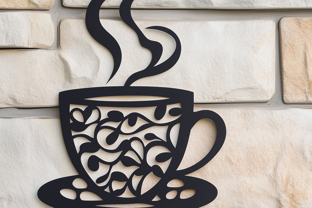 Σετ των 2 Intra απο ξύλο plywood 3mm-4mm πάχος – Paper Cut Coffee Cup Δίασταση  20x20 cm INTRAFABR-106651344