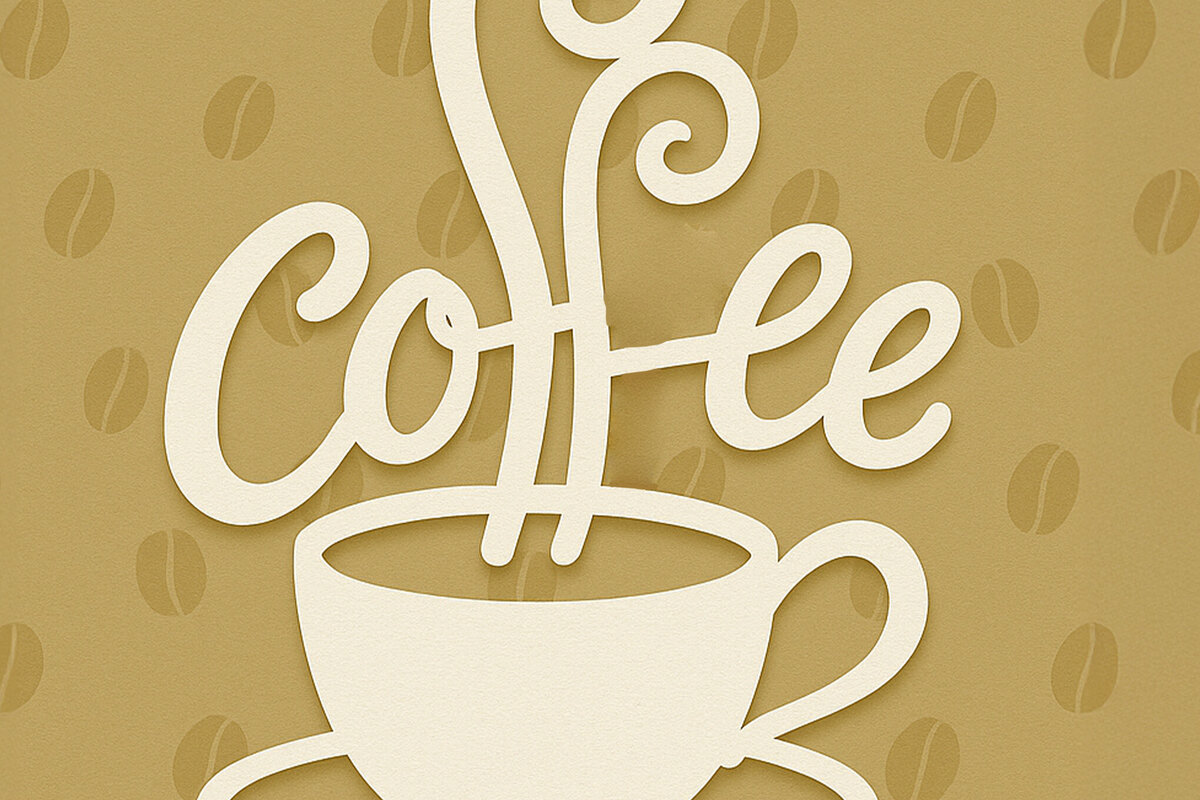 Σετ των 2 Intra απο ξύλο plywood 3mm-4mm πάχος – Paper Cut Coffee Cup Δίασταση  20x20 cm INTRAFABR-120422075