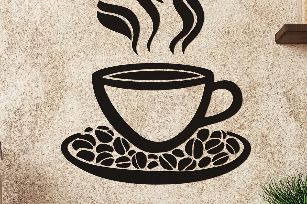 Σετ των 2 Intra απο ξύλο plywood 3mm-4mm πάχος – Paper Cut Coffee Cup Δίασταση  20x20 cm INTRAFABR-106651013