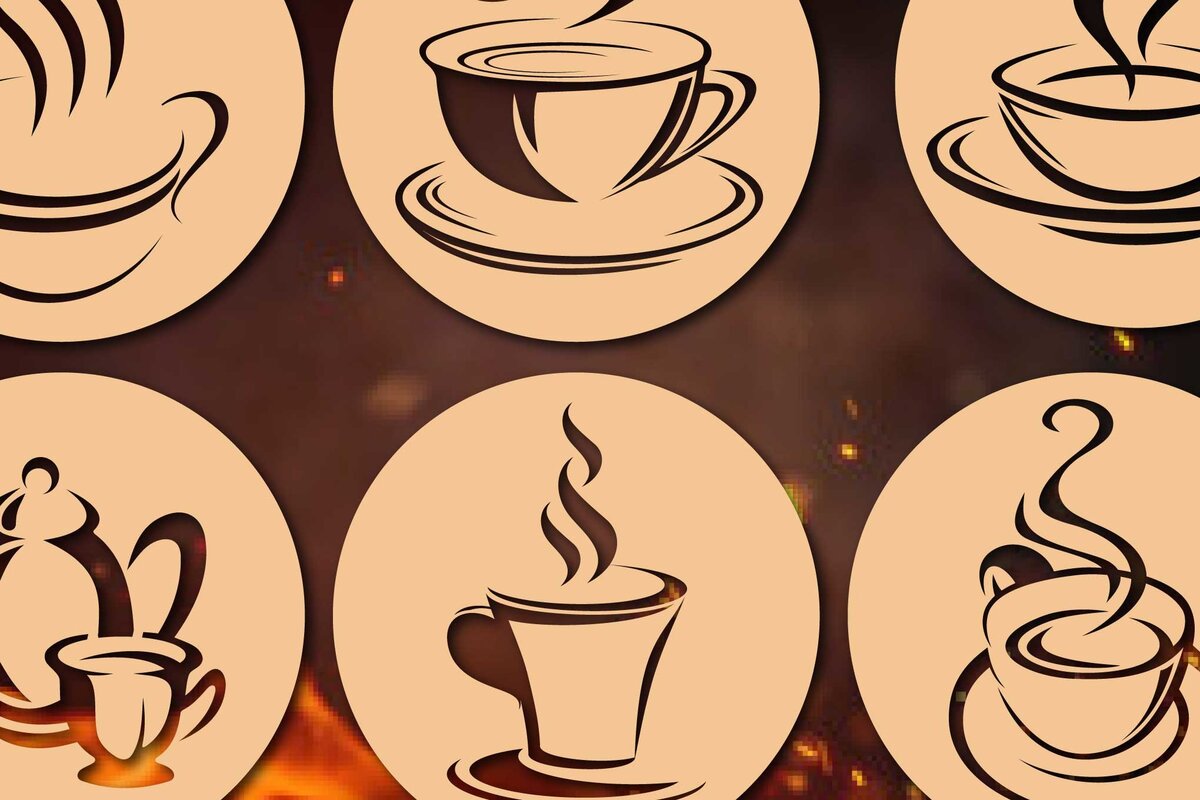 Σετ των 2 Intra απο ξύλο plywood 3mm-4mm πάχος – Paper Cut Coffee Ornaments Bundle Δίασταση  20x20 cm INTRAFABR-76290942