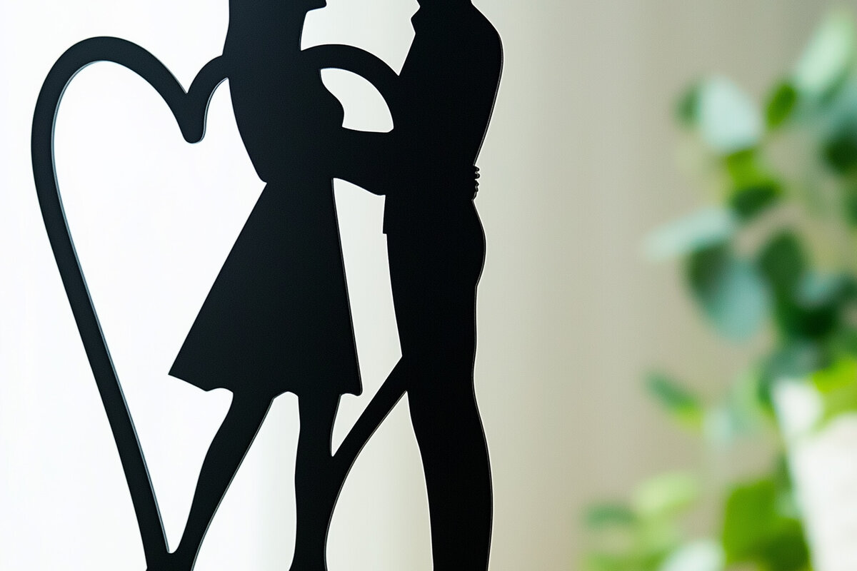 Σετ των 2 Intra απο ξύλο plywood 3mm-4mm πάχος – Paper Cut Couple σε Heart Δίασταση  20x20 cm INTRAFABR-114680919