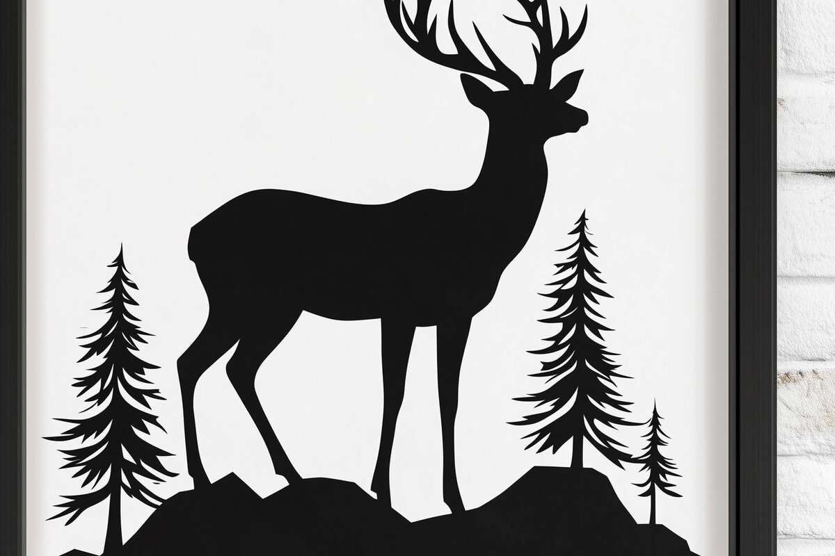 Σετ των 2 Intra απο ξύλο plywood 3mm-4mm πάχος – Paper Cut Deer Wall Art Δίασταση  40x30 cm INTRAFABR-114129117