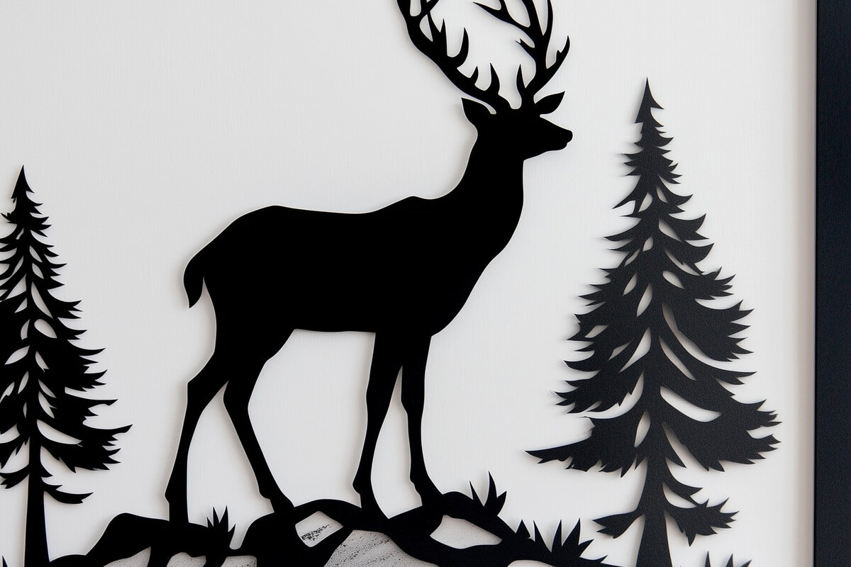 Intra απο ξύλο plywood 3mm-4mm πάχος – Paper Cut Deer Wall Art Δίασταση  40x30 cm INTRAFABR-114132698