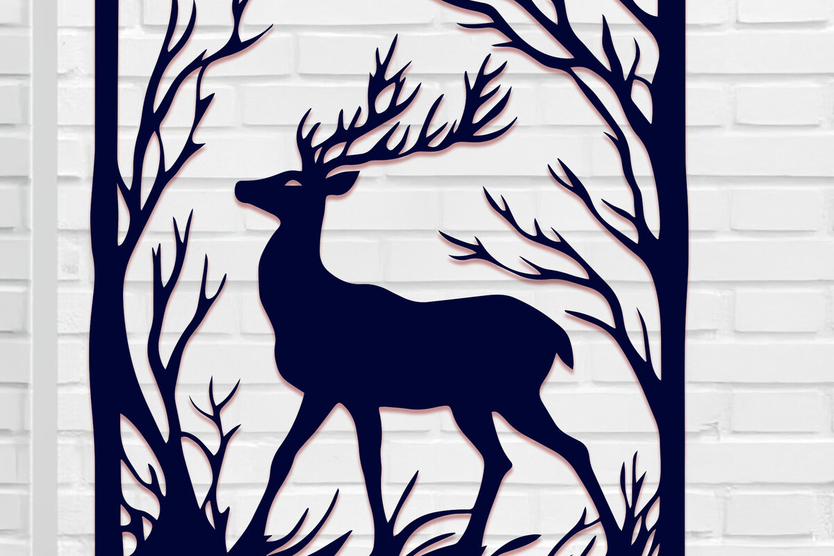 Intra απο ξύλο plywood 3mm-4mm πάχος – Paper Cut Deer Wall Art Δίασταση  40x30 cm INTRAFABR-114112661