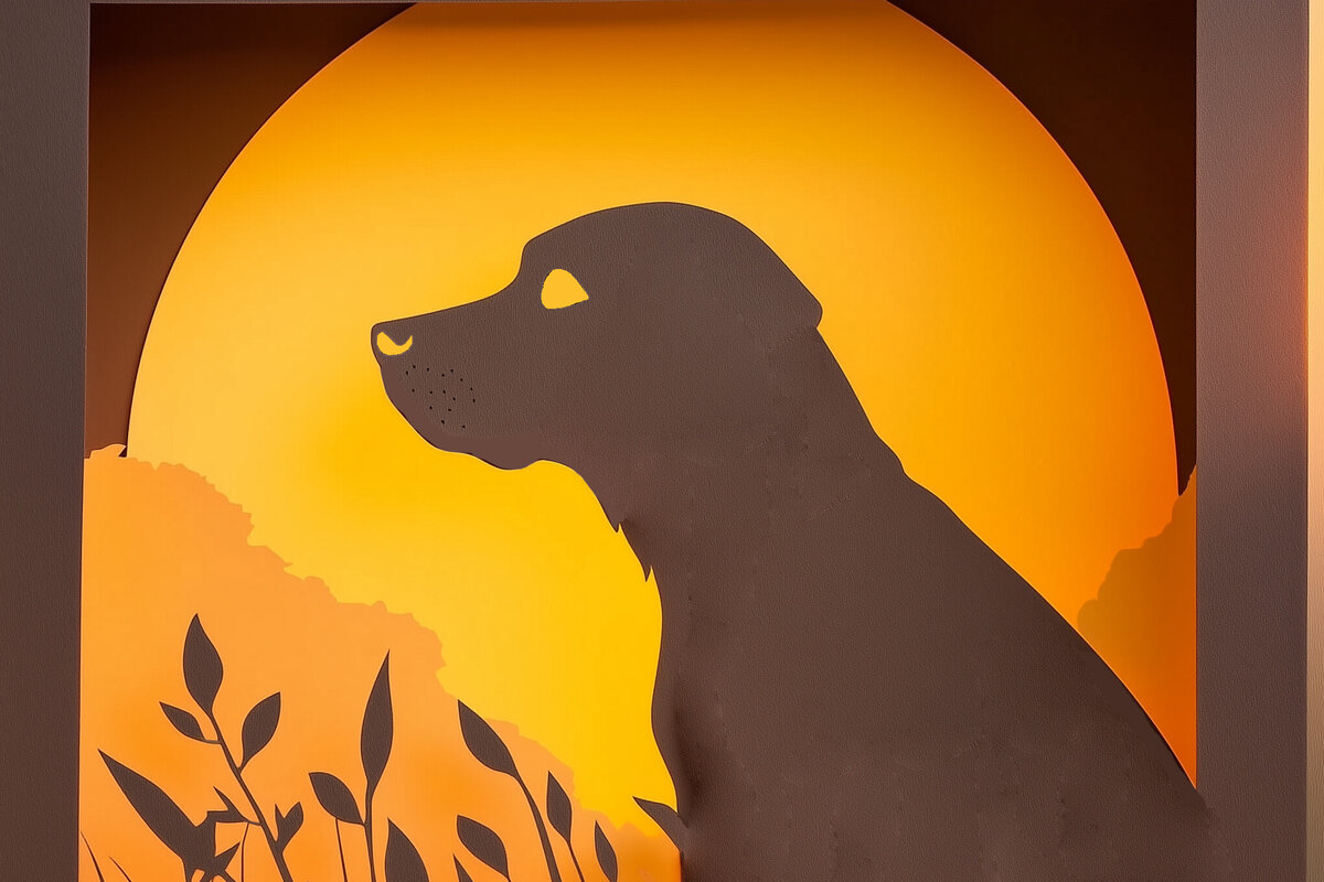 Σετ των 2 Intra απο ξύλο plywood 3mm-4mm πάχος – Paper Cut Dog Shadow Box Δίασταση  20x20 cm INTRAFABR-118269939