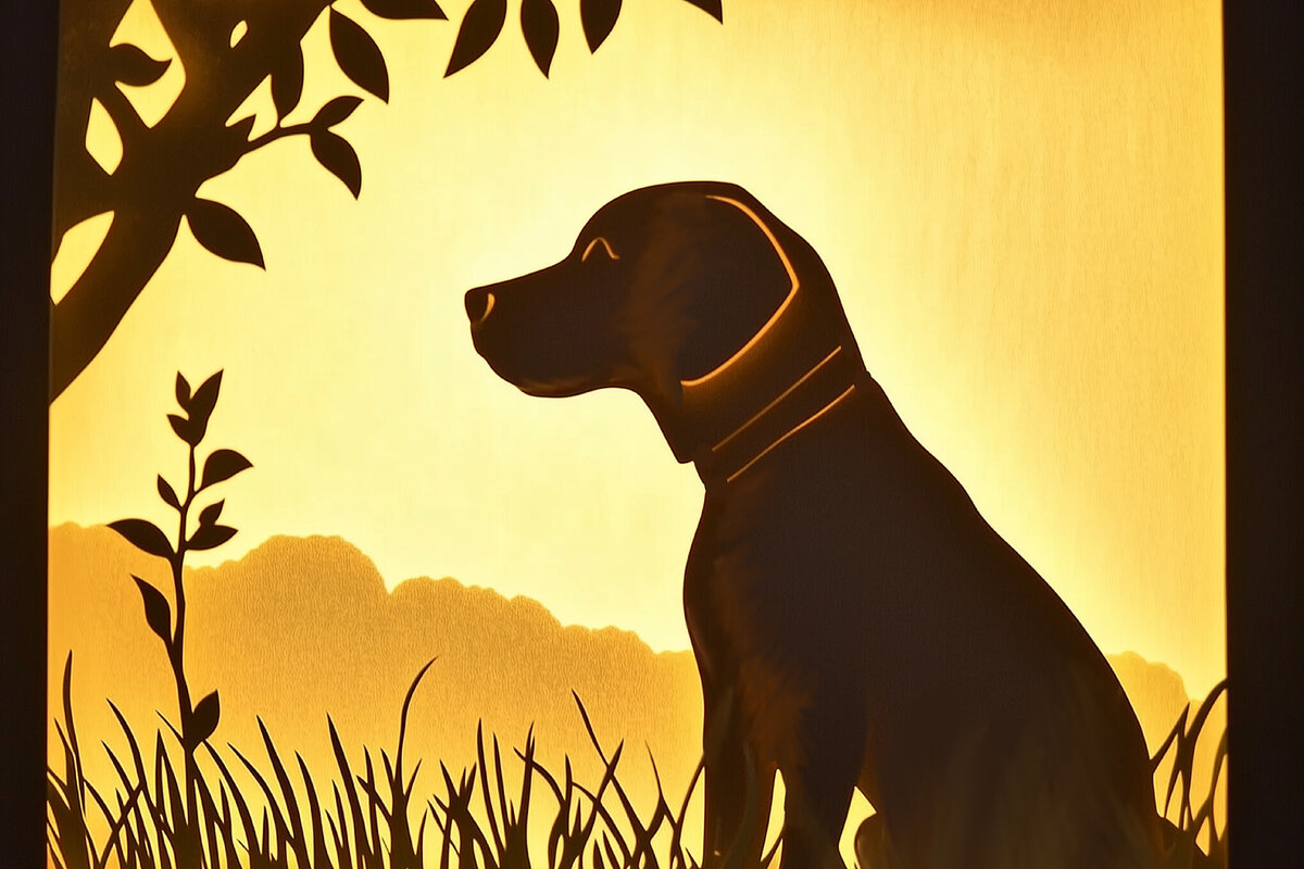 Σετ των 2 Intra απο ξύλο plywood 3mm-4mm πάχος – Paper Cut Dog Shadow Box Δίασταση  20x20 cm INTRAFABR-118285192