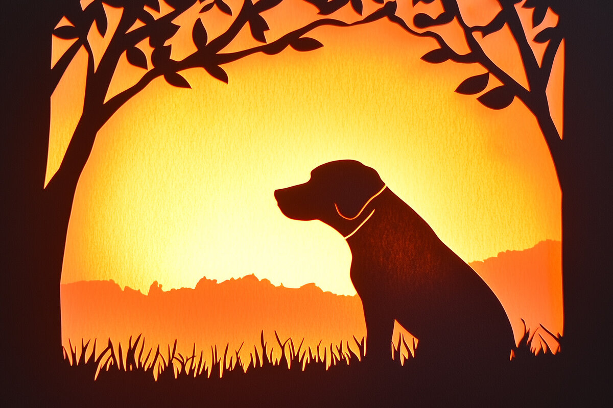 Σετ των 2 Intra απο ξύλο plywood 3mm-4mm πάχος – Paper Cut Dog Shadow Box Δίασταση  20x20 cm INTRAFABR-118256826