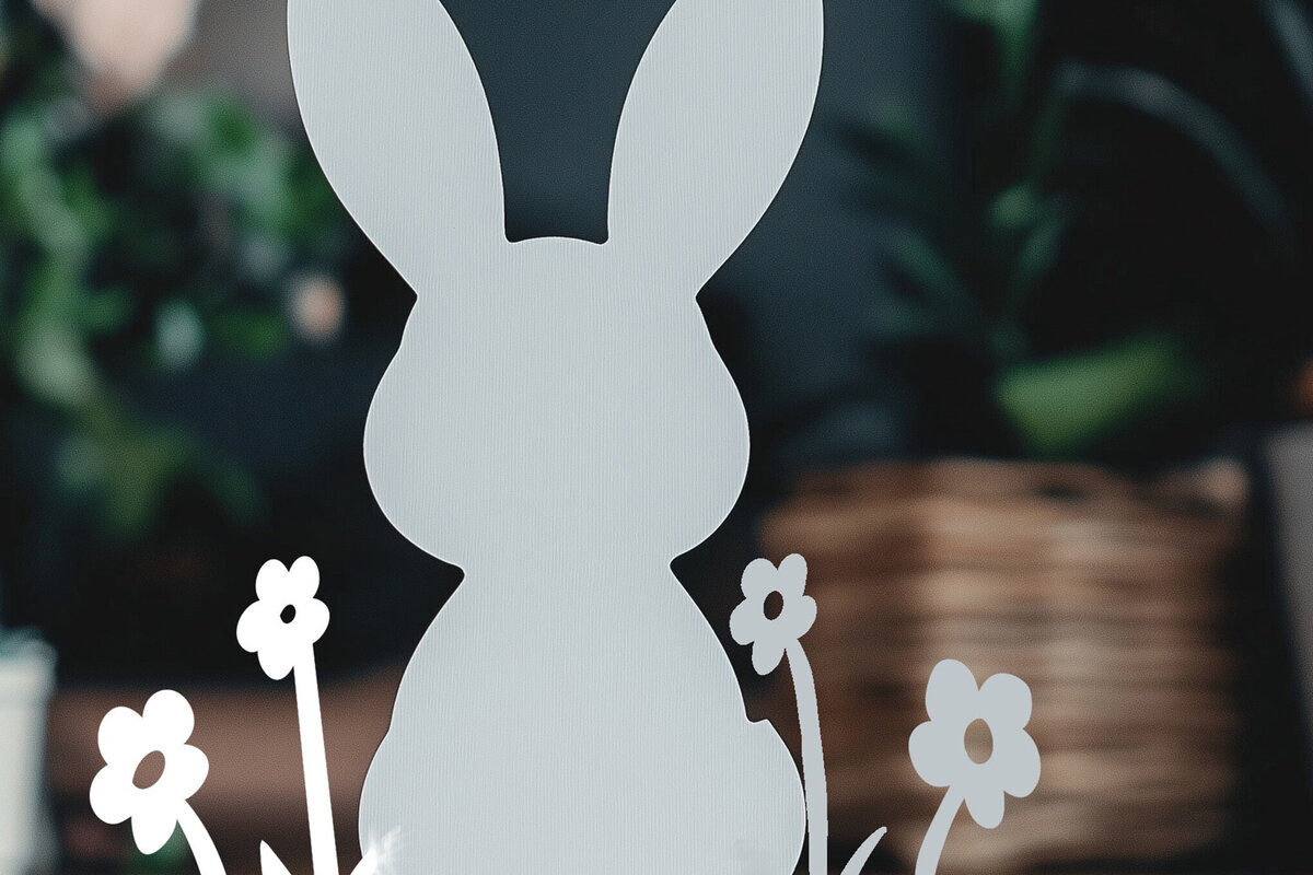 Σετ των 2 Intra απο ξύλο plywood 3mm-4mm πάχος – Paper Cut Easter Bunny Δίασταση  20x20 cm INTRAFABR-116253709