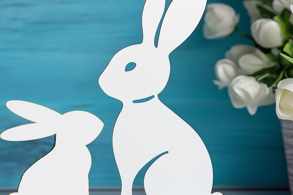 Σετ των 2 Intra απο ξύλο plywood 3mm-4mm πάχος – Paper Cut Easter Bunny Δίασταση  20x20 cm INTRAFABR-116254854