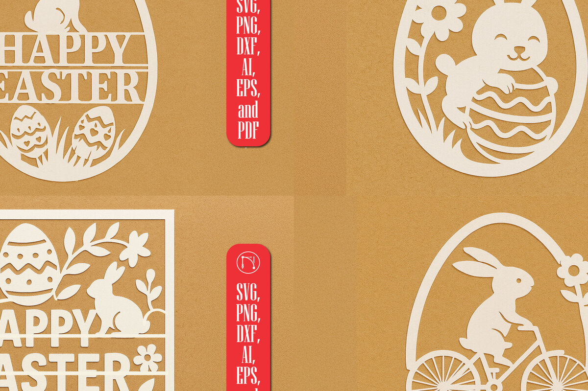 Σετ των 2 Intra απο ξύλο plywood 3mm-4mm πάχος – Paper Cut Πασχαλινή Ημέρα Bundle Δίασταση  20x20 cm INTRAFABR-119841442