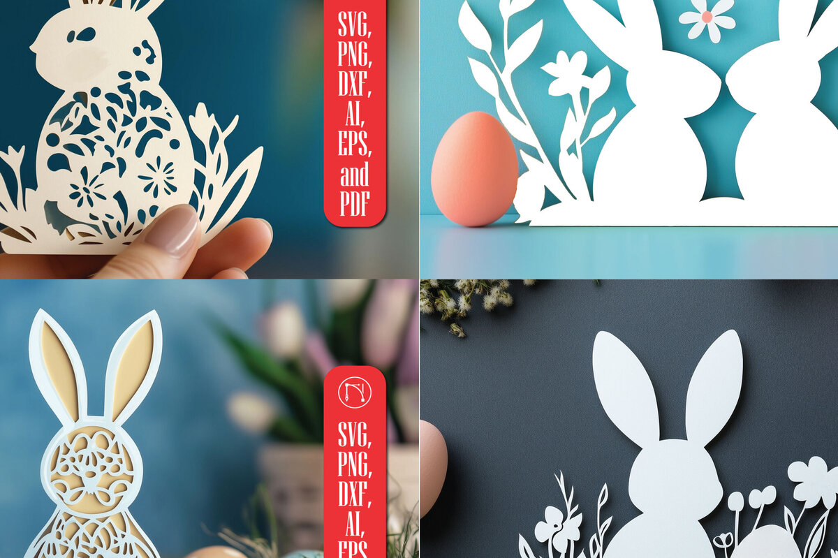 Σετ των 2 Intra απο ξύλο plywood 3mm-4mm πάχος – Paper Cut Πασχαλινή Ημέρα Bundle Δίασταση  20x20 cm INTRAFABR-116450635