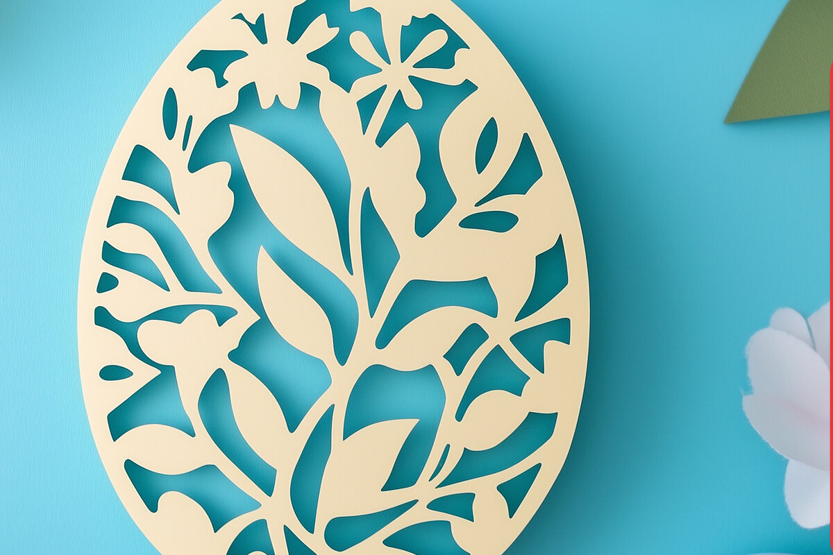 Σετ των 2 Intra απο ξύλο plywood 3mm-4mm πάχος – Κόψιμο από χαρτί Πασχαλινό αυγό Δίασταση  20x20 cm INTRAFABR-114655065