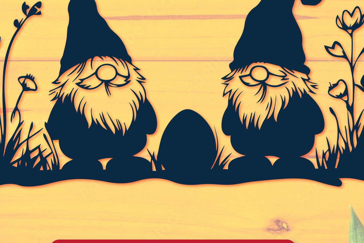 Σετ των 2 Intra απο ξύλο plywood 3mm-4mm πάχος – Αρχείο κοπής Paper Cut Easter Gnome Cut Δίασταση  20x20 cm INTRAFABR-117925285