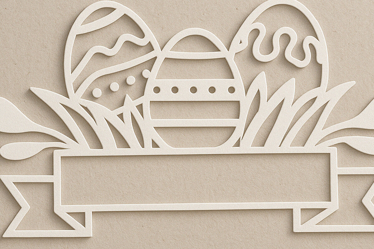 Σετ των 2 Intra απο ξύλο plywood 3mm-4mm πάχος – Paper Cut Πασχαλινό μονόγραμμα. Δίασταση  20x20 cm INTRAFABR-120040285