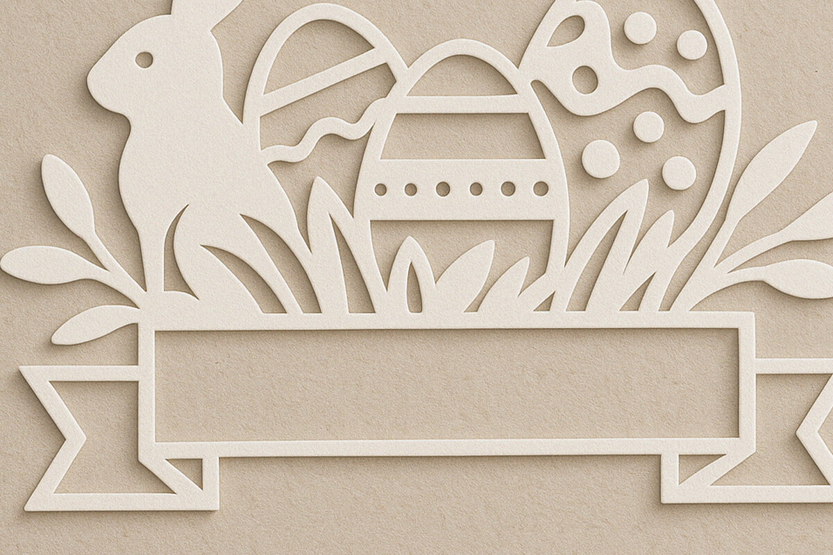 Σετ των 2 Intra απο ξύλο plywood 3mm-4mm πάχος – Paper Cut Πασχαλινό μονόγραμμα. Δίασταση  20x20 cm INTRAFABR-120040553