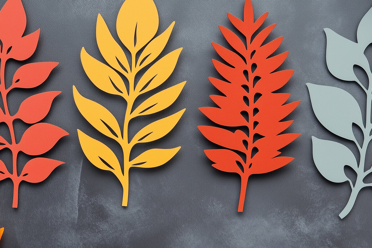 Σετ των 2 Intra απο ξύλο plywood 3mm-4mm πάχος – Paper Cut Fall Leaves Δίασταση  20x20 cm INTRAFABR-107943276