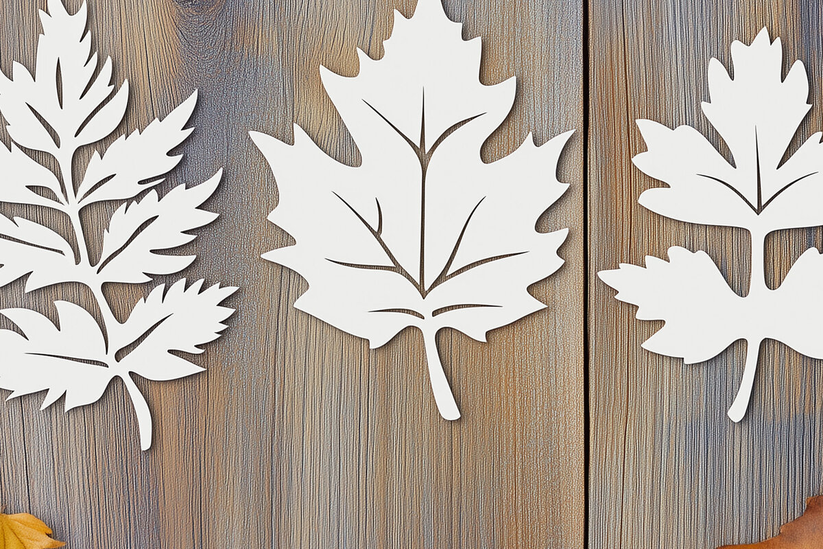 Σετ των 2 Intra απο ξύλο plywood 3mm-4mm πάχος – Paper Cut Fall Leaves Δίασταση  20x20 cm INTRAFABR-107944972