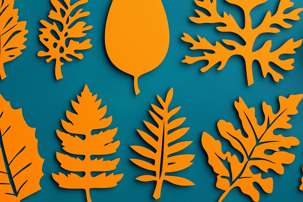 Σετ των 2 Intra απο ξύλο plywood 3mm-4mm πάχος – Paper Cut Fall Leaves Δίασταση  20x20 cm INTRAFABR-107941627