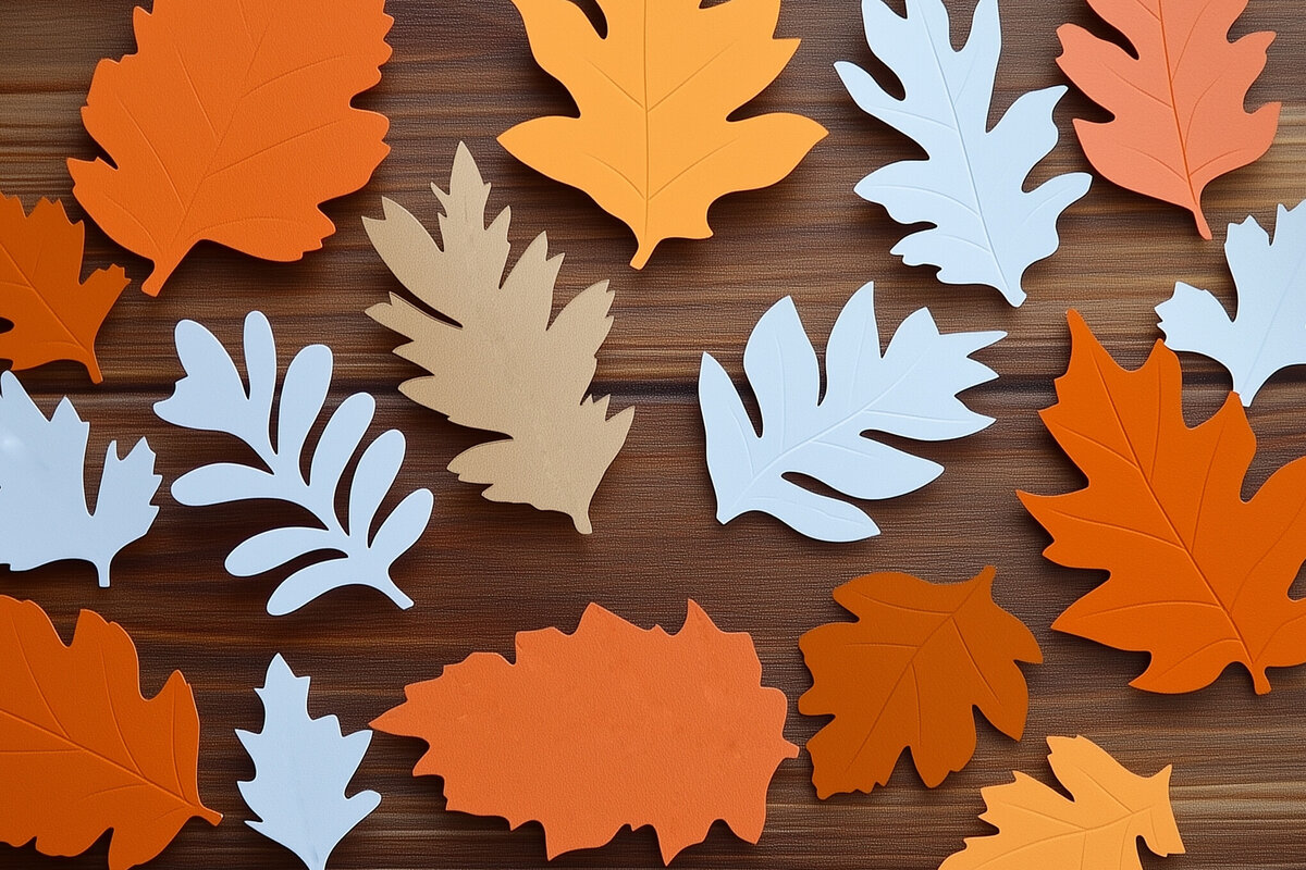 Σετ των 2 Intra απο ξύλο plywood 3mm-4mm πάχος – Paper Cut Fall Leaves Δίασταση  20x20 cm INTRAFABR-107941962