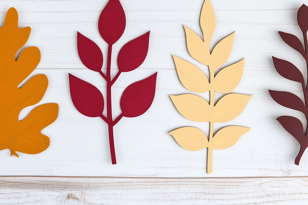 Σετ των 2 Intra απο ξύλο plywood 3mm-4mm πάχος – Paper Cut Fall Leaves Δίασταση  20x20 cm INTRAFABR-107943059