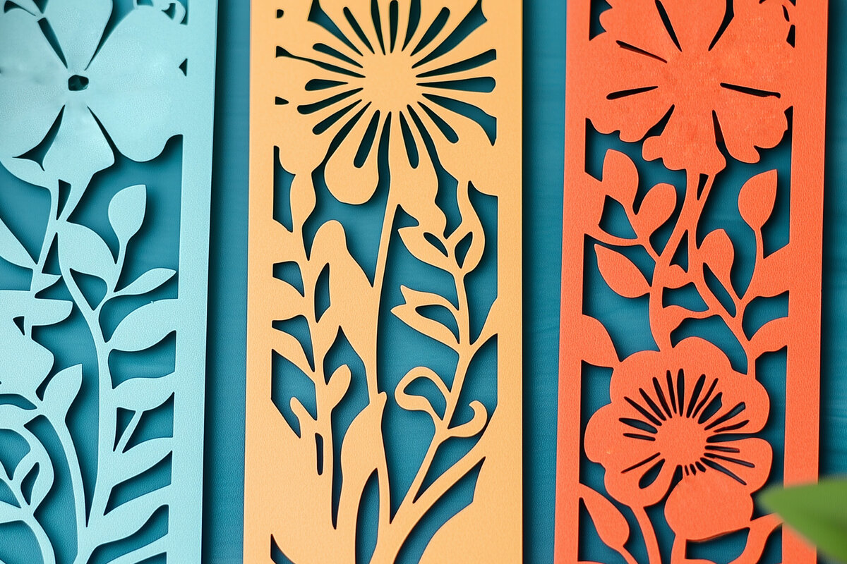 Σετ των 2 Intra απο ξύλο plywood 3mm-4mm πάχος – Paper Cut Floral σελιδοδείκτες Δίασταση  20x20 cm INTRAFABR-118071238