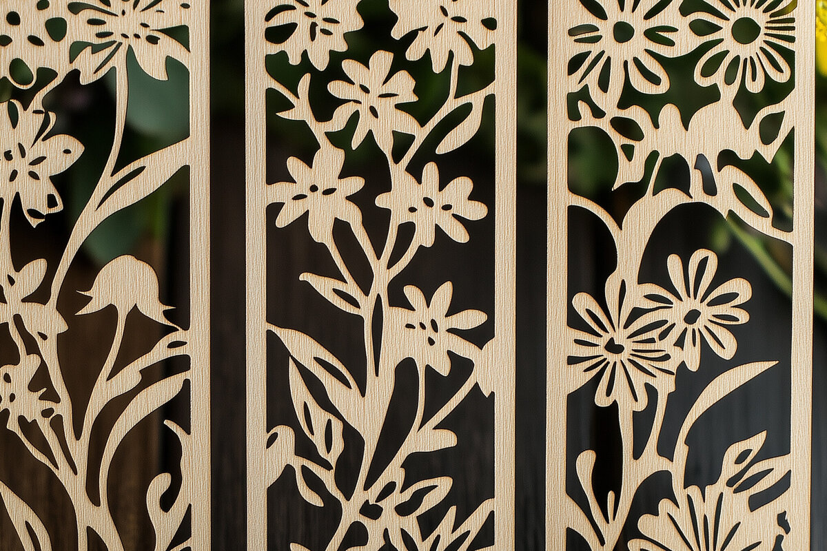 Σετ των 2 Intra απο ξύλο plywood 3mm-4mm πάχος – Paper Cut Floral σελιδοδείκτες Δίασταση  20x20 cm INTRAFABR-118078775