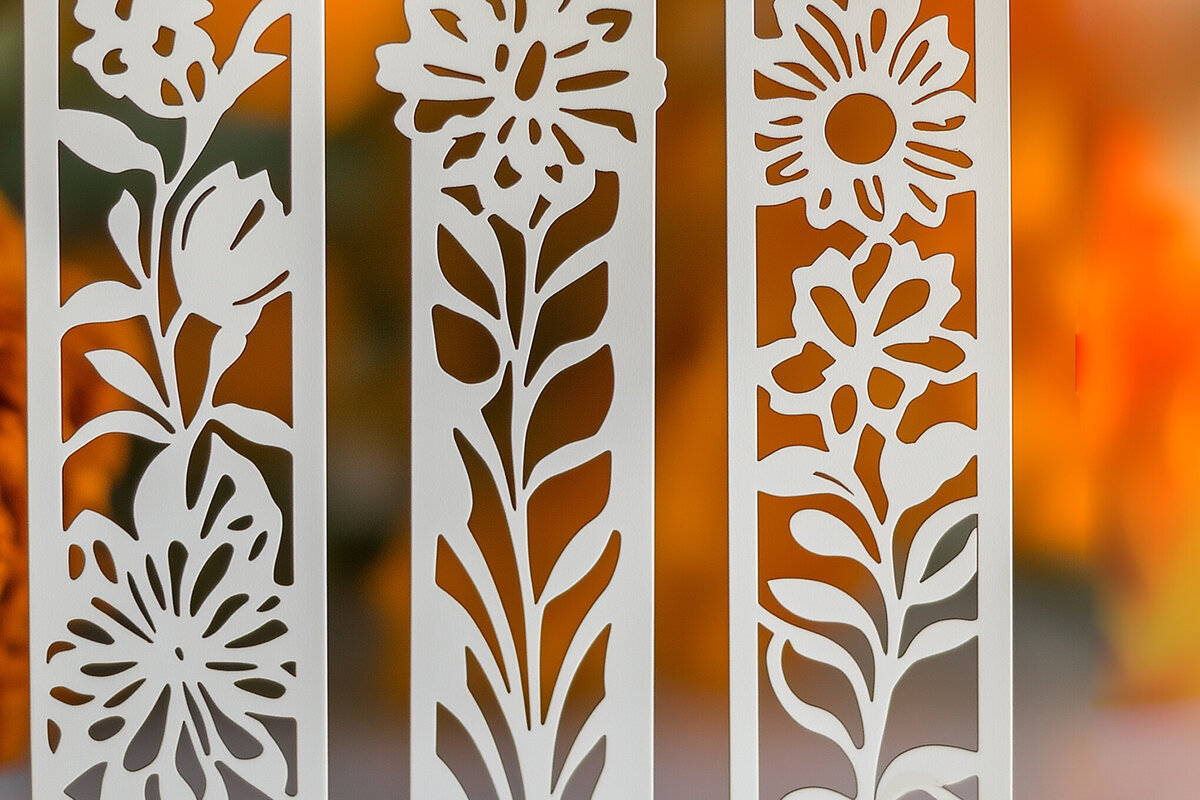 Σετ των 2 Intra απο ξύλο plywood 3mm-4mm πάχος – Paper Cut Floral σελιδοδείκτες Δίασταση  20x20 cm INTRAFABR-118083865