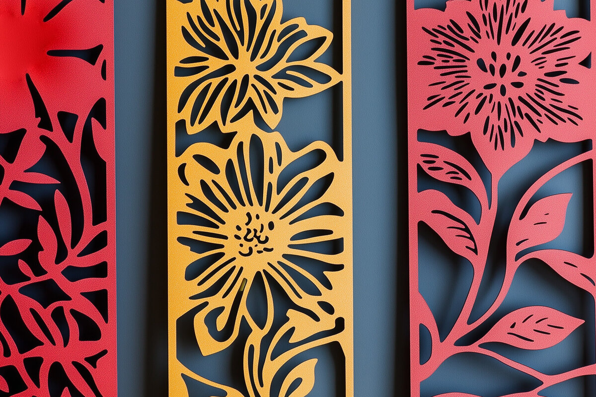 Σετ των 2 Intra απο ξύλο plywood 3mm-4mm πάχος – Paper Cut Floral σελιδοδείκτες Δίασταση  20x20 cm INTRAFABR-118084508