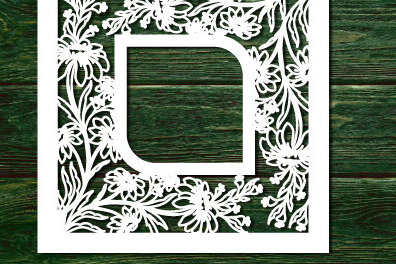 Σετ των 2 Intra απο ξύλο plywood 3mm-4mm πάχος – Πλαίσιο περιγράμματος με φλοράλ κομμένο χαρτί 1512 Δίασταση  20x20 cm INTRAFABR-117686882