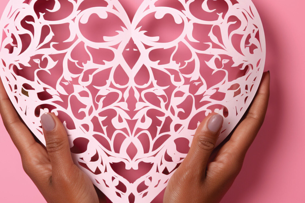 Σετ των 2 Intra απο ξύλο plywood 3mm-4mm πάχος – Χαρτί κομμένο Floral Flower Heart Δίασταση  20x20 cm INTRAFABR-86333453