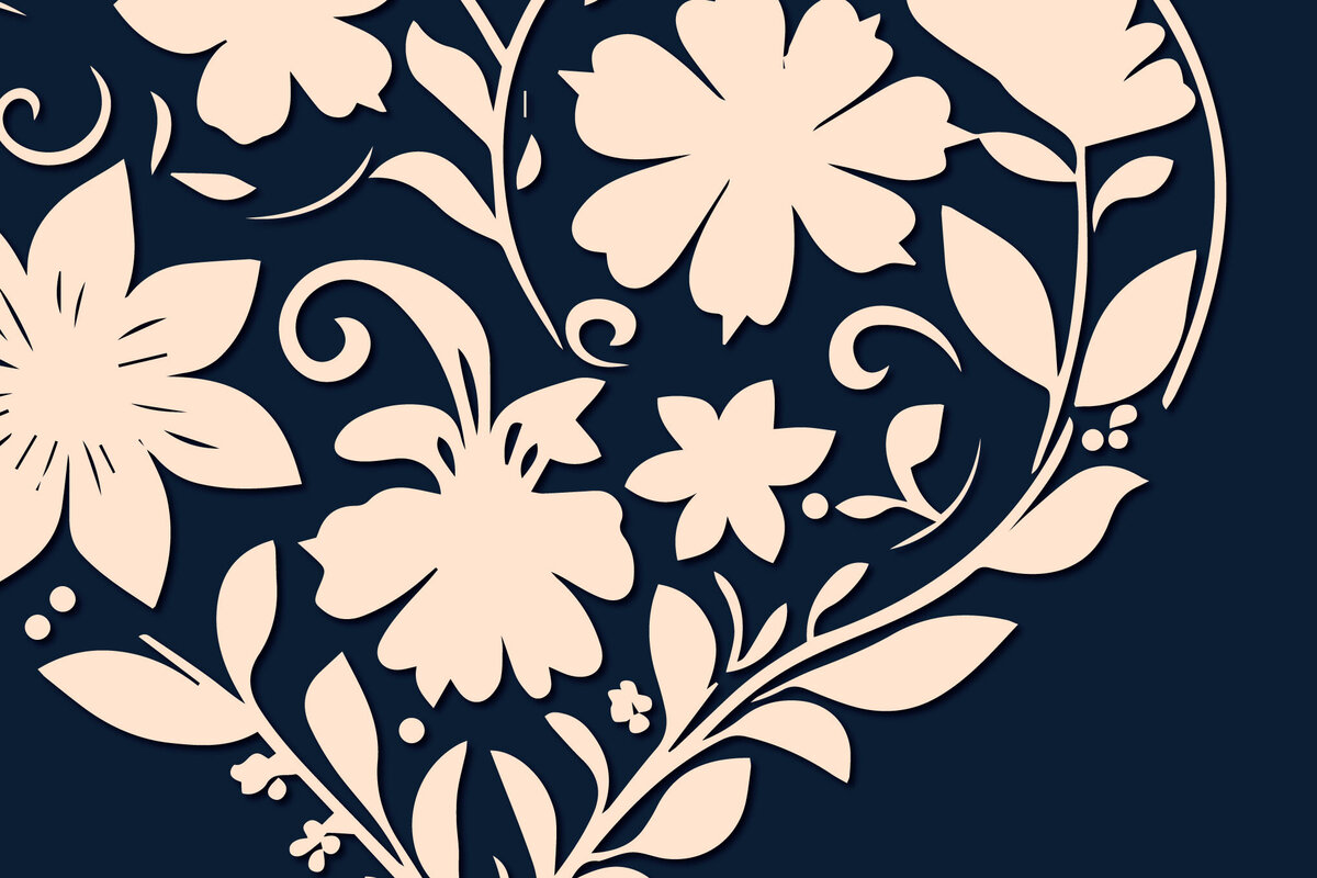 Σετ των 2 Intra απο ξύλο plywood 3mm-4mm πάχος – Χαρτί κομμένο Floral Flower Heart Δίασταση  20x20 cm INTRAFABR-86334885