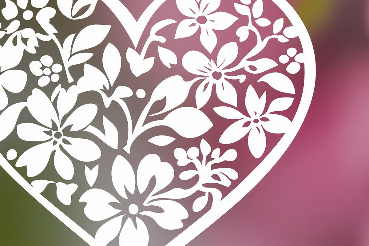 Σετ των 2 Intra απο ξύλο plywood 3mm-4mm πάχος – Κοπή χαρτιού Floral Heart Δίασταση  20x20 cm INTRAFABR-115966433