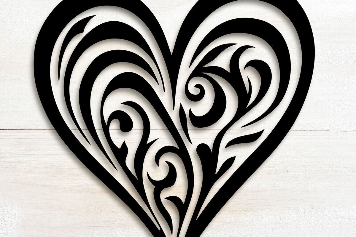 Σετ των 2 Intra απο ξύλο plywood 3mm-4mm πάχος – Κοπή χαρτιού Floral Heart Δίασταση  20x20 cm INTRAFABR-118398939