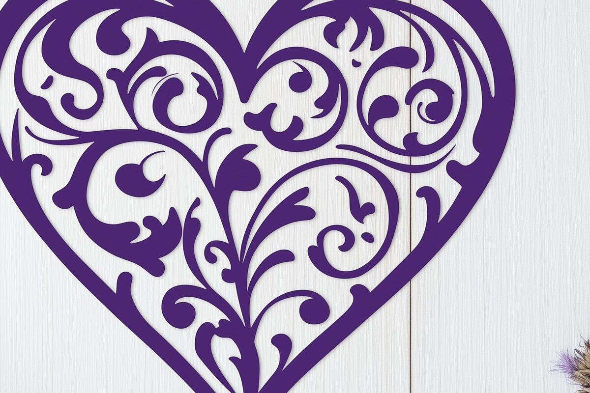 Σετ των 2 Intra απο ξύλο plywood 3mm-4mm πάχος – Κοπή χαρτιού Floral Heart Δίασταση  20x20 cm INTRAFABR-118401767