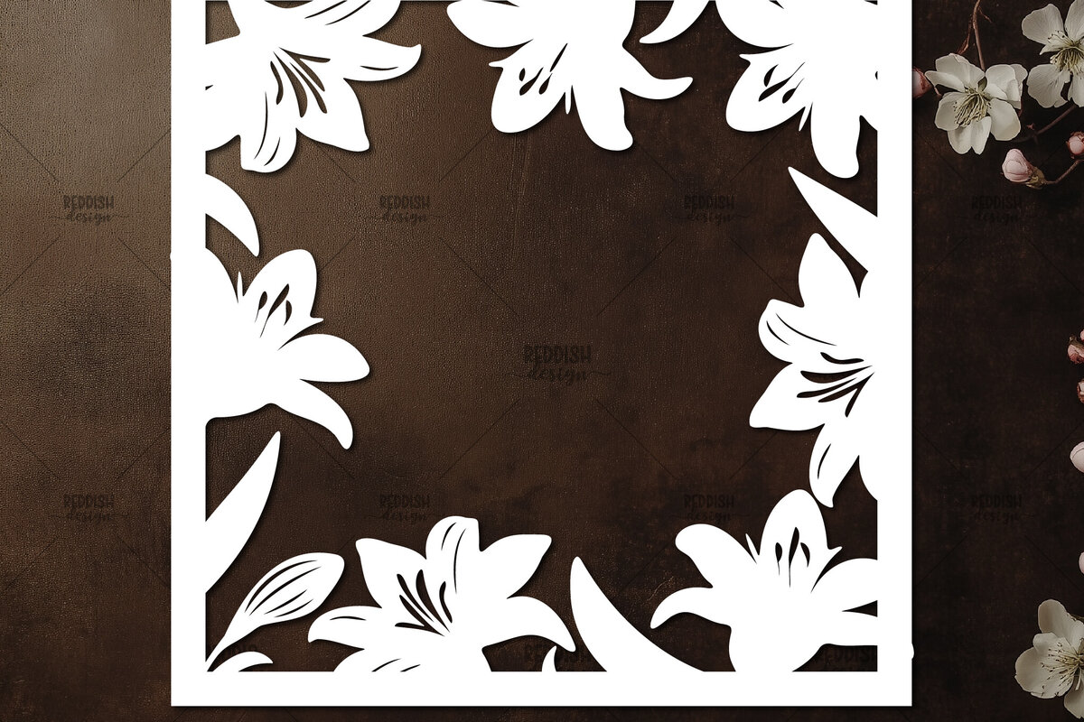 Σετ των 2 Intra απο ξύλο plywood 3mm-4mm πάχος – Κοπή χαρτιού Floral Κορνίζα φωτογραφιών Δίασταση  20x20 cm INTRAFABR-115492794