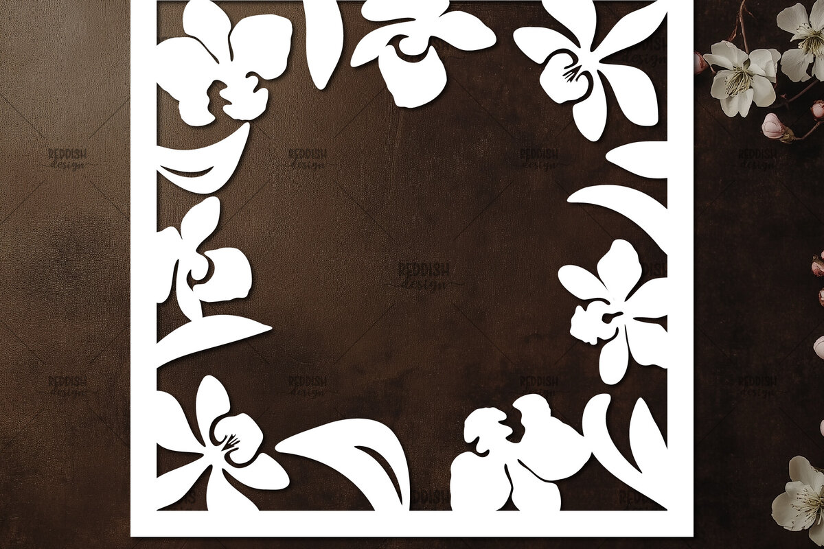 Σετ των 2 Intra απο ξύλο plywood 3mm-4mm πάχος – Κοπή χαρτιού Floral Κορνίζα φωτογραφιών Δίασταση  20x20 cm INTRAFABR-115492815