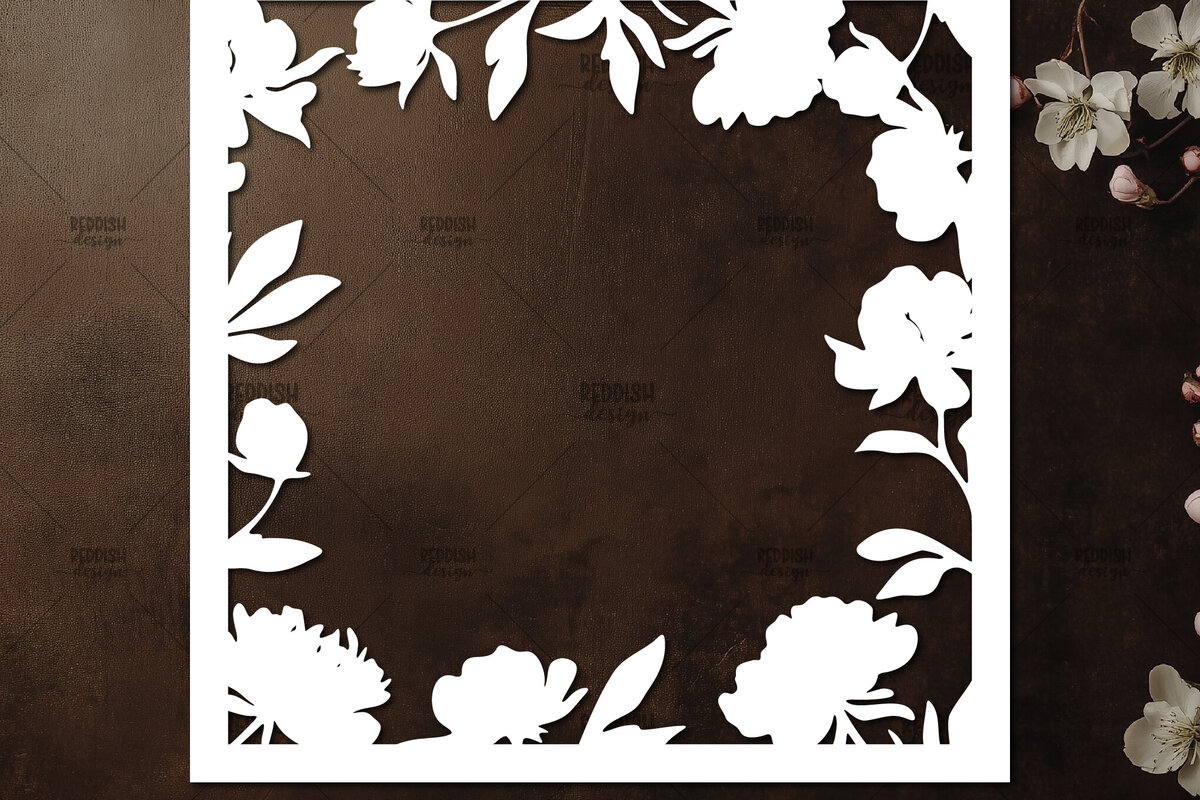 Σετ των 2 Intra απο ξύλο plywood 3mm-4mm πάχος – Κοπή χαρτιού Floral Κορνίζα φωτογραφιών Δίασταση  20x20 cm INTRAFABR-115492820