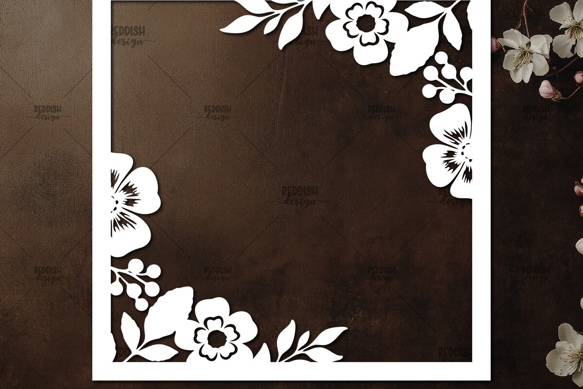 Σετ των 2 Intra απο ξύλο plywood 3mm-4mm πάχος – Κοπή χαρτιού Floral Κορνίζα φωτογραφιών Δίασταση  20x20 cm INTRAFABR-115492847