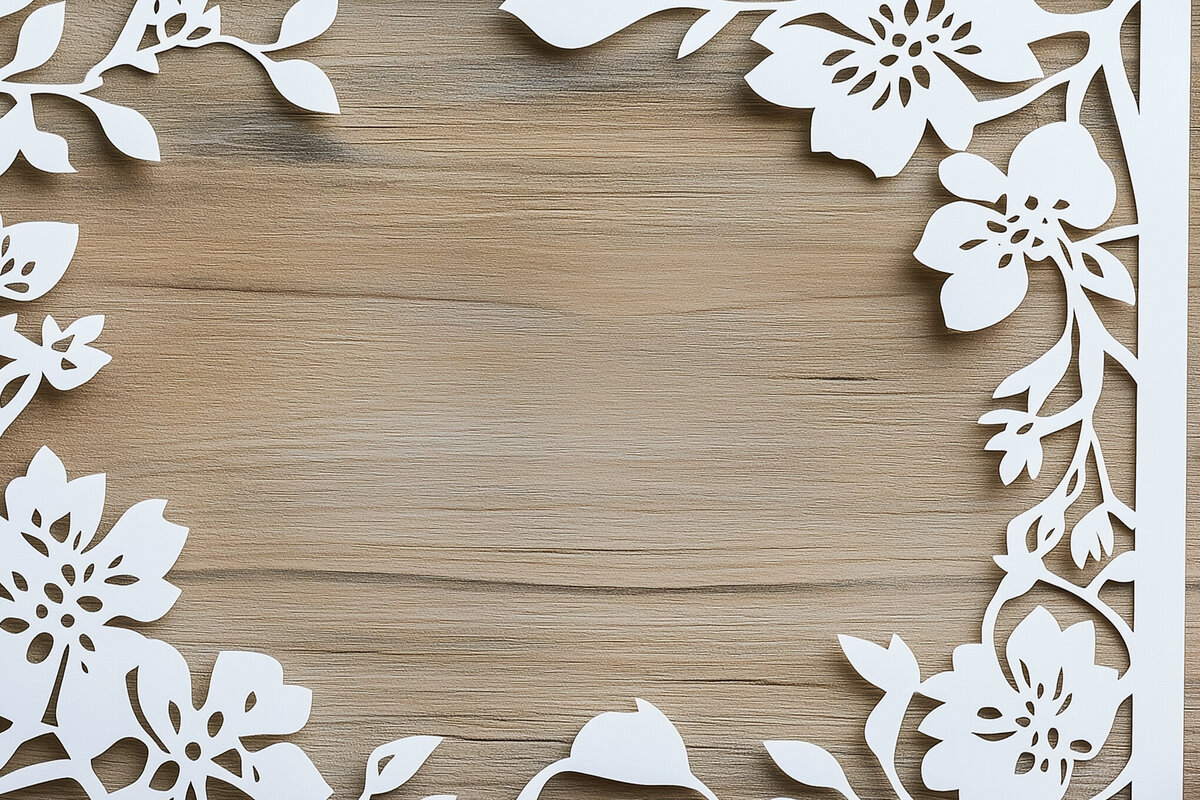 Σετ των 2 Intra απο ξύλο plywood 3mm-4mm πάχος – Κόψιμο χαρτιού Floral Κορνίζα φωτογραφιών Cut Fil Δίασταση  20x20 cm INTRAFABR-117464690