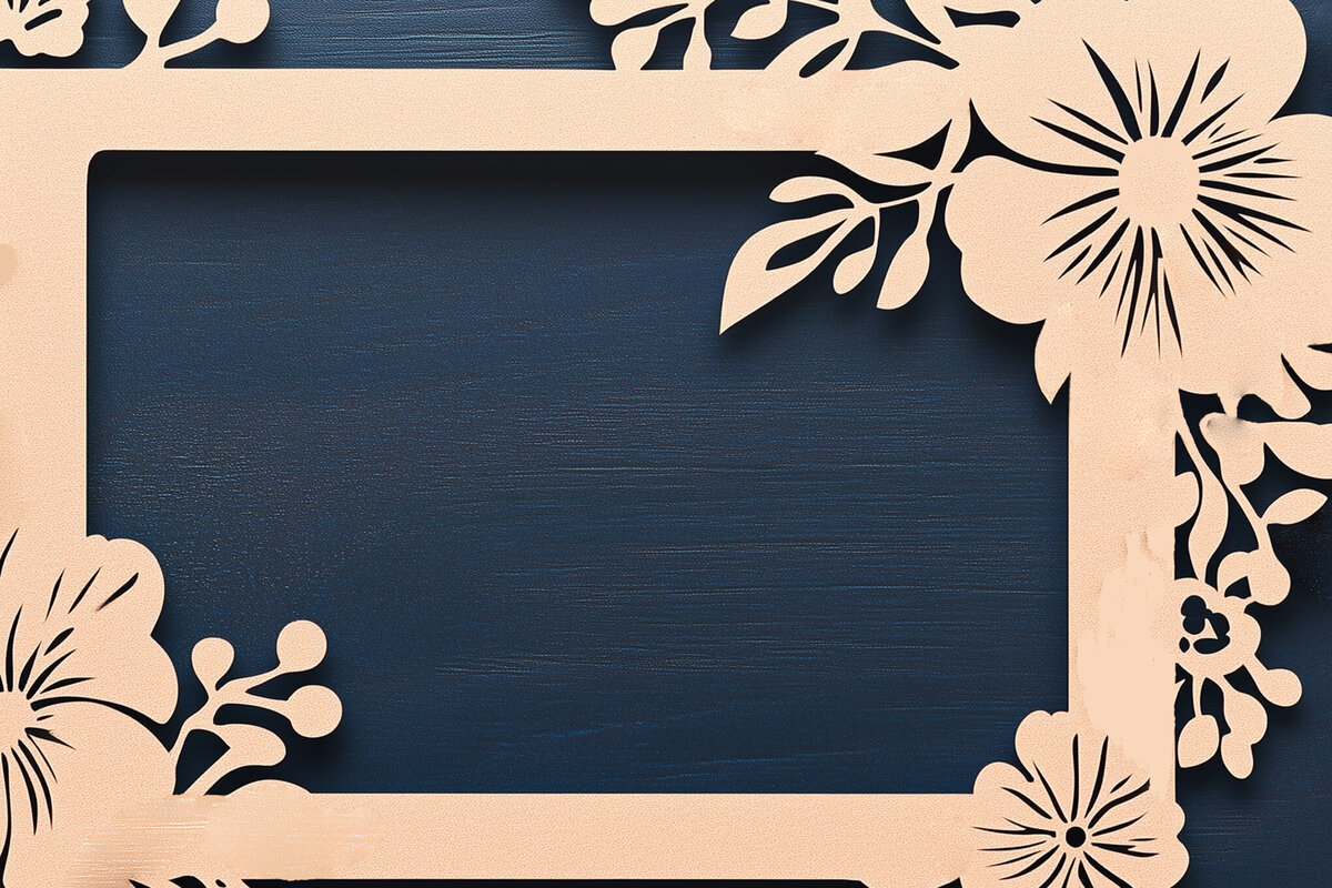 Σετ των 2 Intra απο ξύλο plywood 3mm-4mm πάχος – Κόψιμο χαρτιού Floral Κορνίζα φωτογραφιών Cut Fil Δίασταση  20x20 cm INTRAFABR-117465308