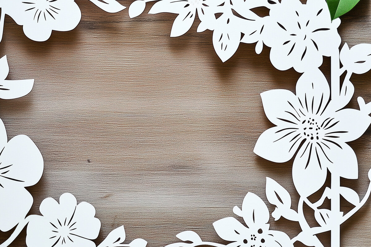 Σετ των 2 Intra απο ξύλο plywood 3mm-4mm πάχος – Κόψιμο χαρτιού Floral Κορνίζα φωτογραφιών Cut Fil Δίασταση  20x20 cm INTRAFABR-117490419