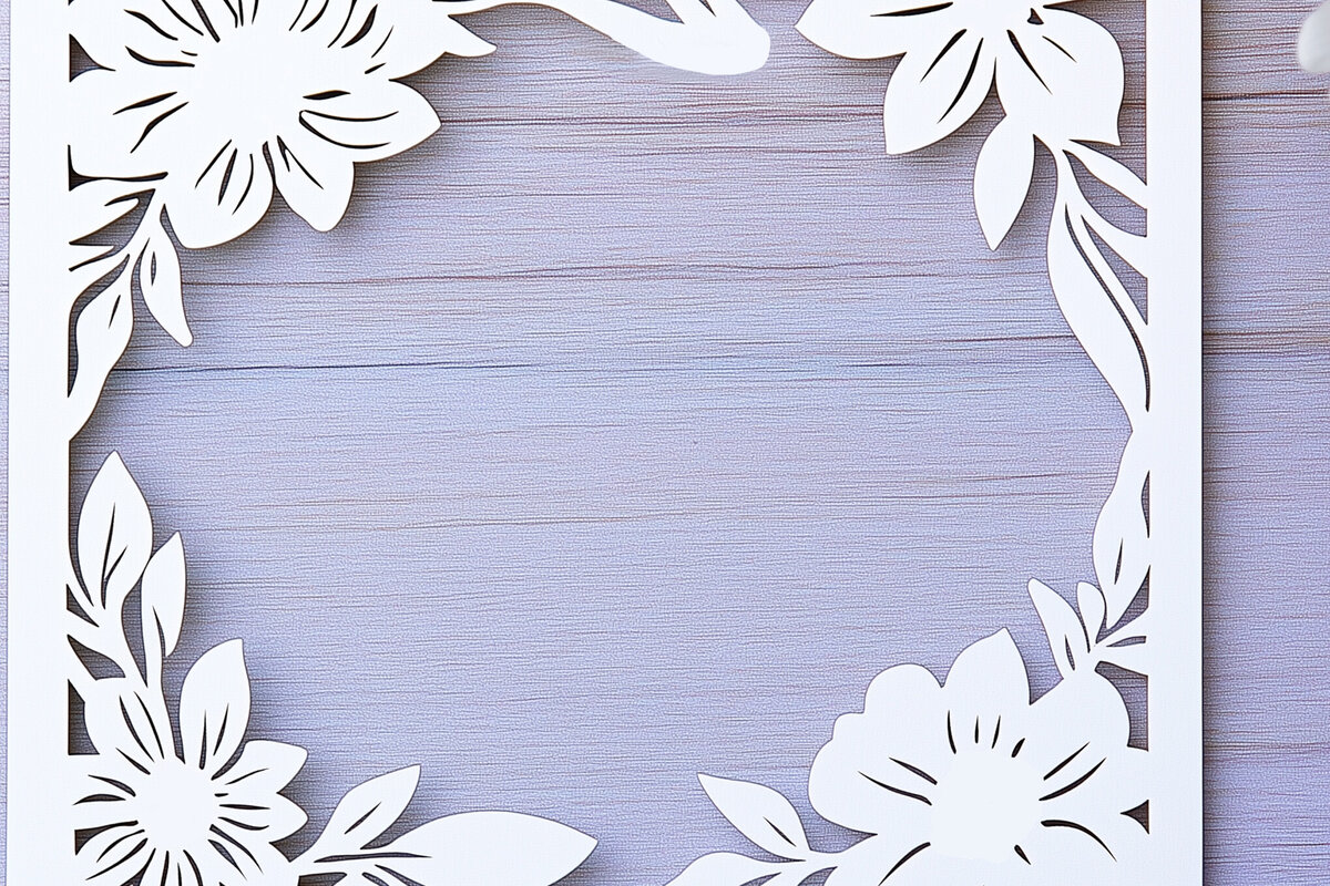 Σετ των 2 Intra απο ξύλο plywood 3mm-4mm πάχος – Χαρτί φλοράλ κορνίζα φωτογραφιών Cut Fil Δίασταση  20x20 cm INTRAFABR-114075465