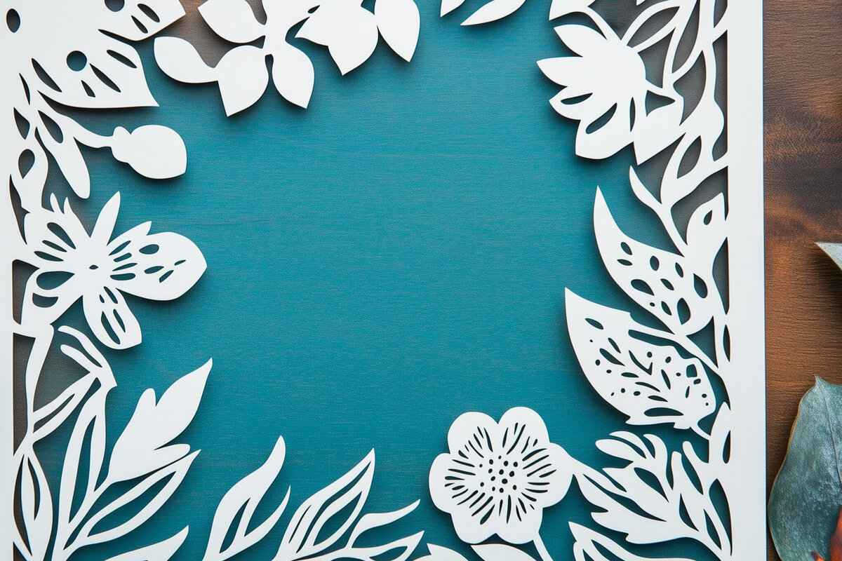 Σετ των 2 Intra απο ξύλο plywood 3mm-4mm πάχος – Χαρτί φλοράλ κορνίζα φωτογραφιών Cut Fil Δίασταση  20x20 cm INTRAFABR-114077070