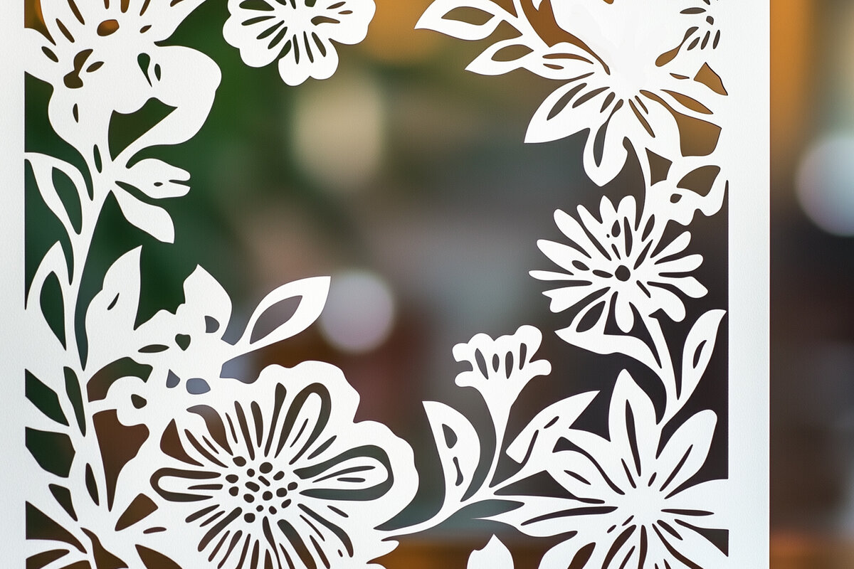 Σετ των 2 Intra απο ξύλο plywood 3mm-4mm πάχος – Κοπή σε χαρτί Floral Κορνίζα φωτογραφιών Δίασταση  20x20 cm INTRAFABR-114055200