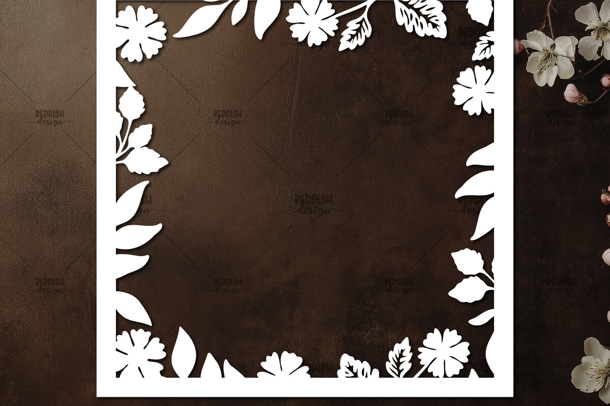 Σετ των 2 Intra απο ξύλο plywood 3mm-4mm πάχος – Κοπή χαρτιού Floral Κορνίζα φωτογραφιών Δίασταση  20x20 cm INTRAFABR-115492738