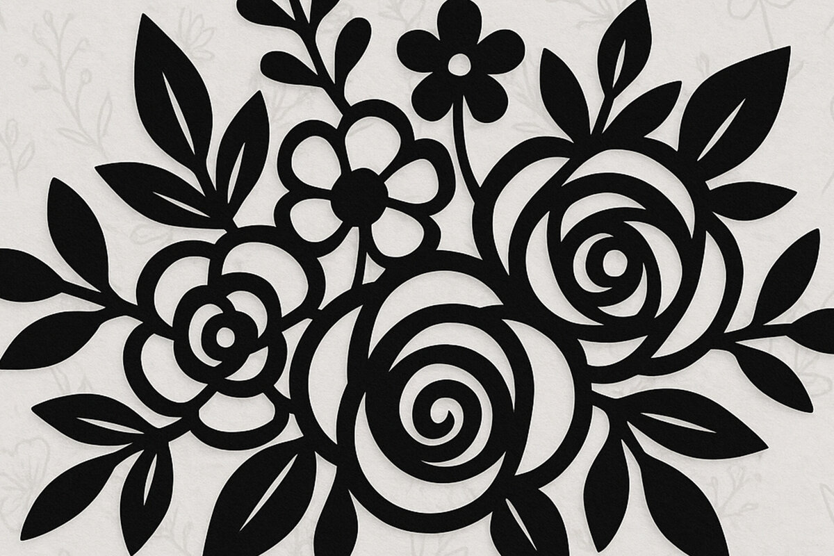 Σετ των 2 Intra απο ξύλο plywood 3mm-4mm πάχος – Κοπή χαρτιού Floral Δίασταση  20x20 cm INTRAFABR-121528010