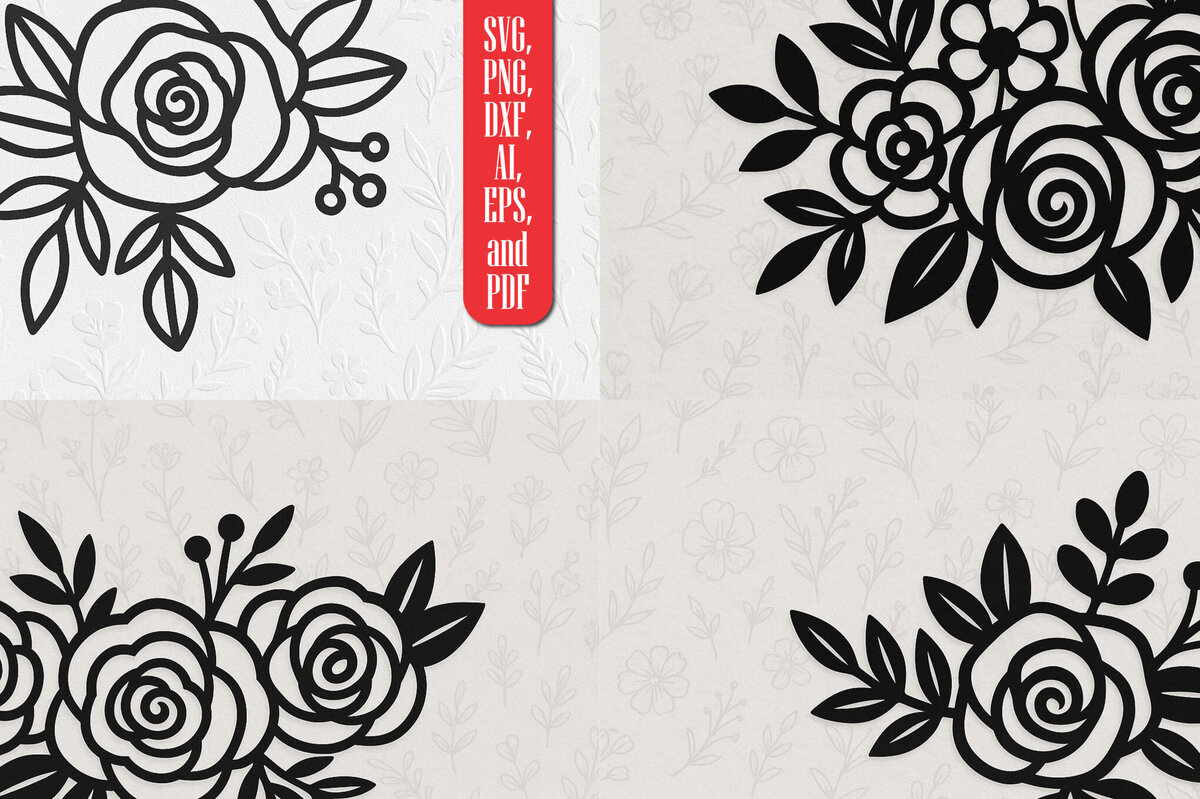 Σετ των 2 Intra απο ξύλο plywood 3mm-4mm πάχος – Paper Cut Floral Bundle Δίασταση  20x20 cm INTRAFABR-121528401